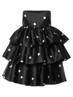Vestito a pois satinato corto