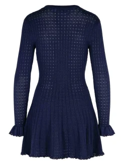 Vestito all'uncinetto in miscela blu viscosa