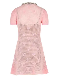 Vestito di miscela di cotone rosa con prua