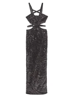 Vestito di tigre in pizzo lungo
