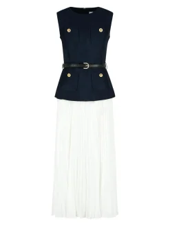 Vestito in poliestere blu taffeta