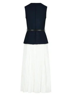 Vestito in poliestere blu taffeta