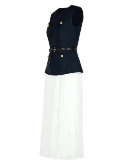 Vestito in poliestere blu taffeta