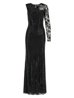 Vestito in poliestere nero di strass