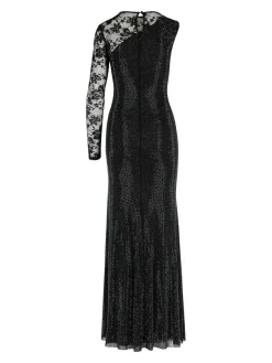 Vestito in poliestere nero di strass