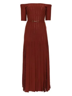 Vestito maxi a pieghe a maglia Kurt