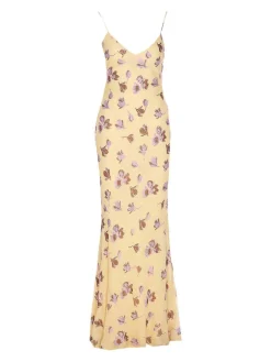 Vestito maxi di strass floreale