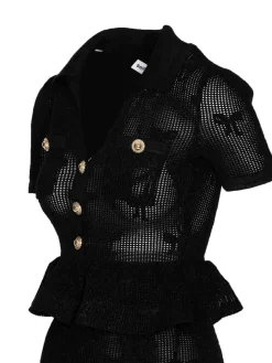 Vestito midi a uncinetto a fiocco nero