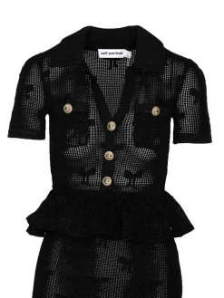 Vestito midi a uncinetto a fiocco nero