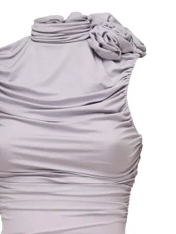 Vestito midi arruffato con dolcevita
