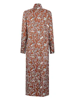 Vestito stampato lungo di seta