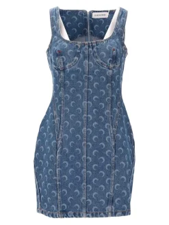 Vestito bustier in denim laser luna