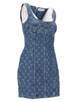 Vestito bustier in denim laser luna