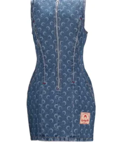 Vestito bustier in denim laser luna