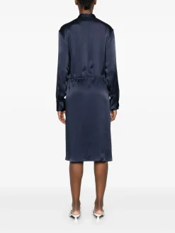 Vestito corto blu in seta
