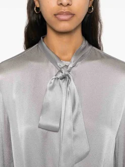 Vestito corto grigio in seta