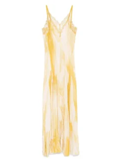 Vestito lungo in bianco e giallo