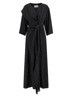 Vestito Lungo In Jersey Con Inserti In Satin