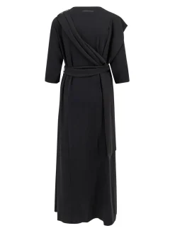 Vestito Lungo In Jersey Con Inserti In Satin