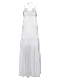 Vestito lungo in raso bianco