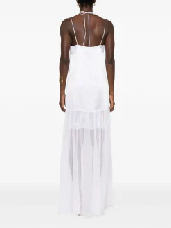 Vestito lungo in raso bianco