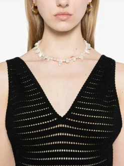 Vestito lungo nero in maglia aperta