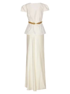 Vestito maxi cintura a catena bianca