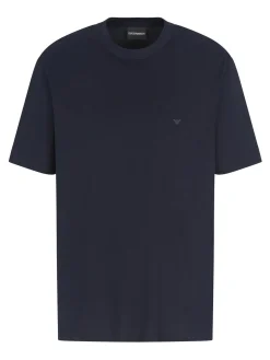 Viaggia T-shirt in maglia blu navy essenziale