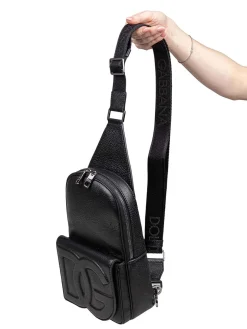 Zaino in pelle con logo DG in rilievo