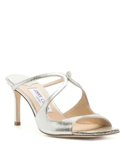 Zoccoli In Pelle Champagne Con Glitter