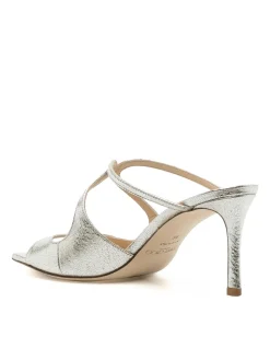 Zoccoli In Pelle Champagne Con Glitter